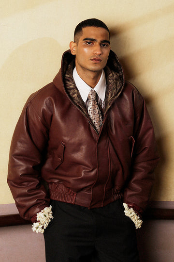 'CHAMPA' Leather Hoodie Jacket (Men)